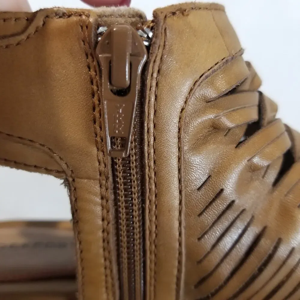 Rockport Womens 9.5 M Hattie Braid Sling Heeled Sandal, Tan Ankle Peep Toe Strap - Picture 10 of 12